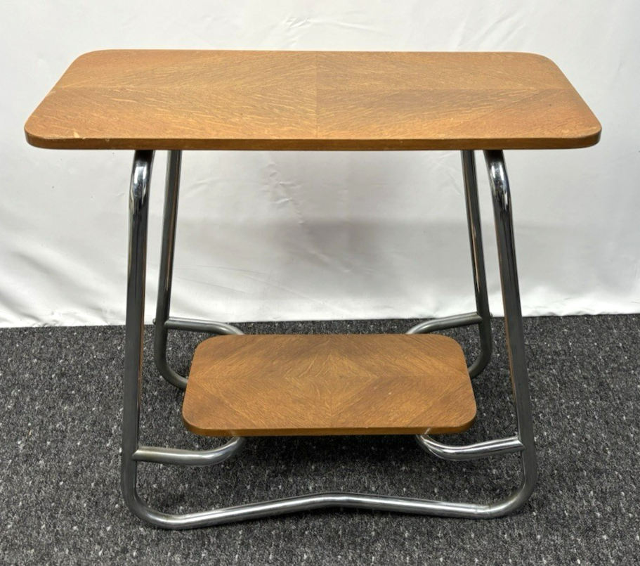 Beistelltisch Stahlrohrmöbel Holz Bauhaus Vintage Art Deco 
