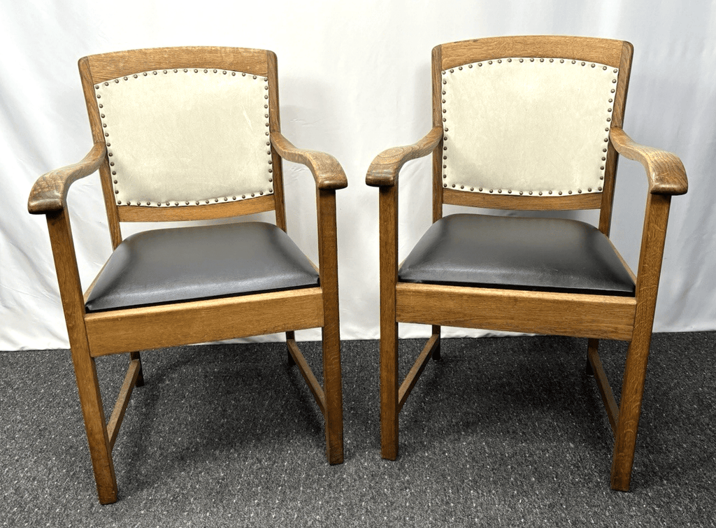 1 von 2 Hochwertiger Holzstuhl mit Armlehnen Klassisch & Stabil Art Deco Vintage - Wesel Antik Kunst Vintage