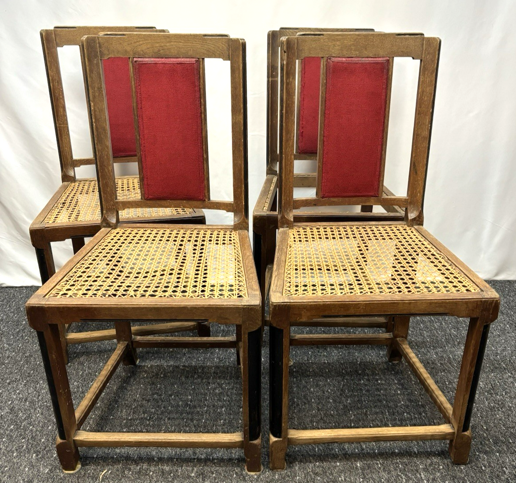 4er Set Stühle Esszimmer Art Deco Vintage Wiener Geflecht (z.T. beschädigt)