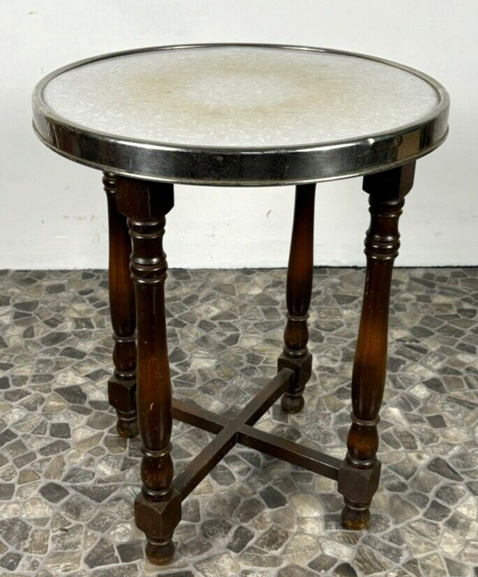 Beistelltisch Rauchertisch Blumentisch ArtDeco Holz Rund ca. 60 cm hoch