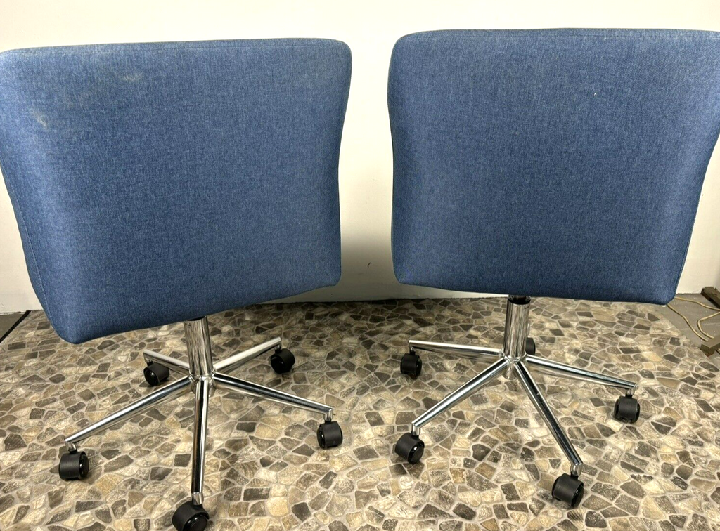 1 von 4 Büro/ Esszimmer Drehstuhl höhenverstellbar Vintage Blue Fabric