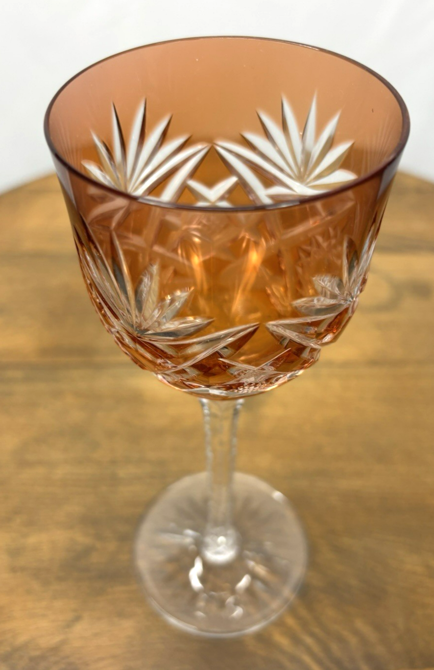 Römer Kristall Glas Weinglas orange Stil Baccarat um 1916 Vintage