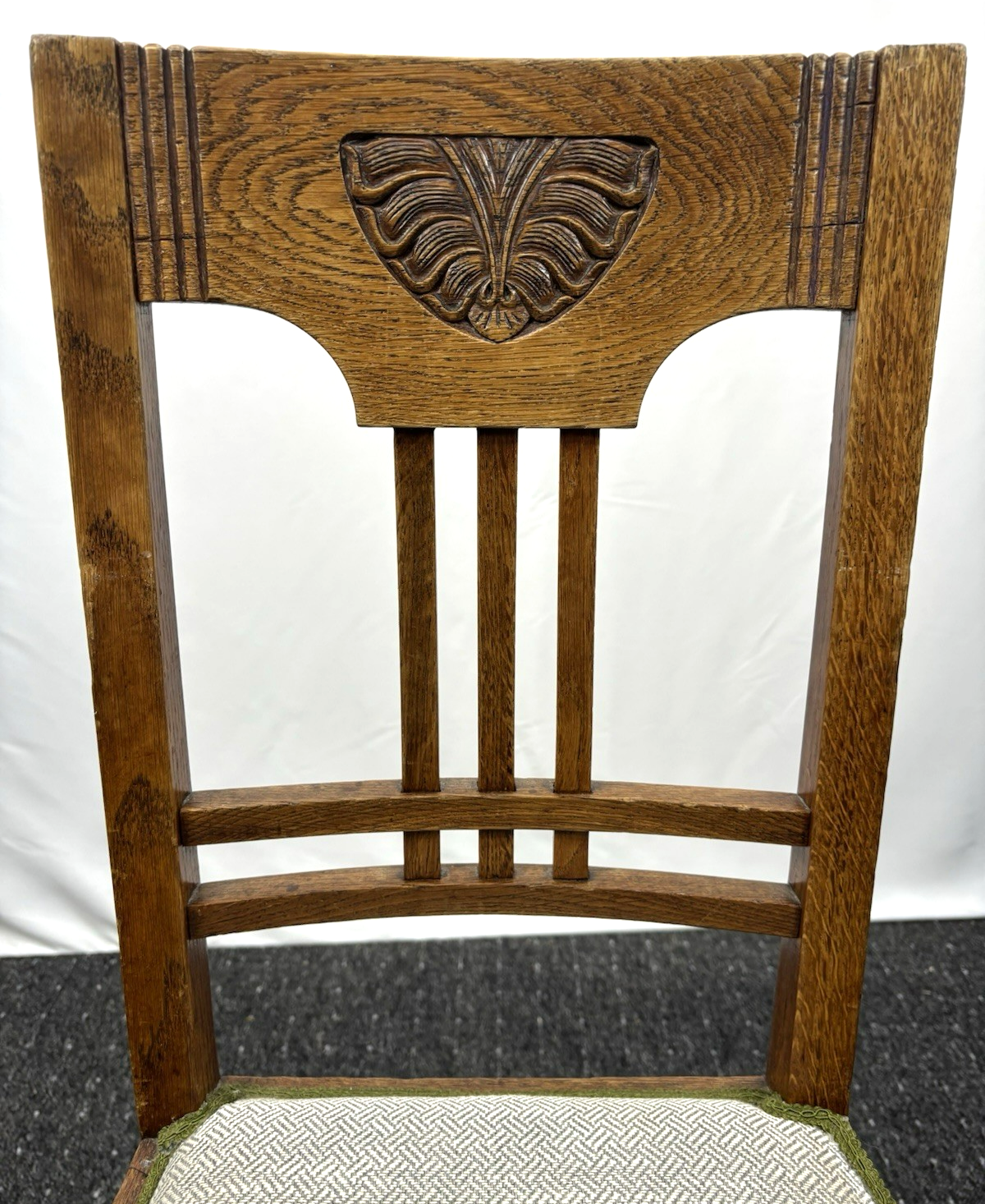 1 von 6 Holz Küchenstuhl Esszimmer Schnitzarbeiten Art Deco Vintage