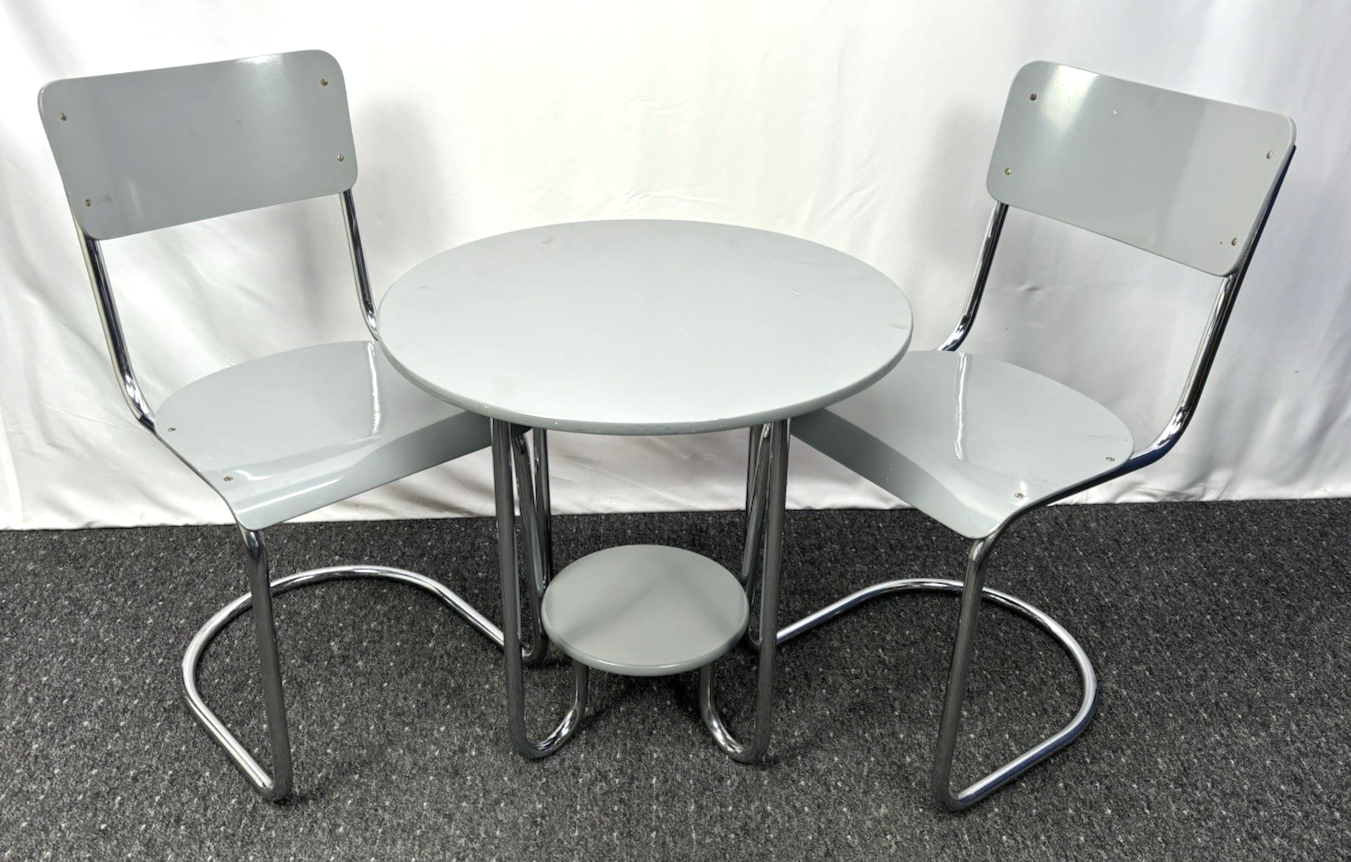 Tisch/ Stuhlset Marcel Breuer Stahlrohrmöbel Bauhaus Art Deco