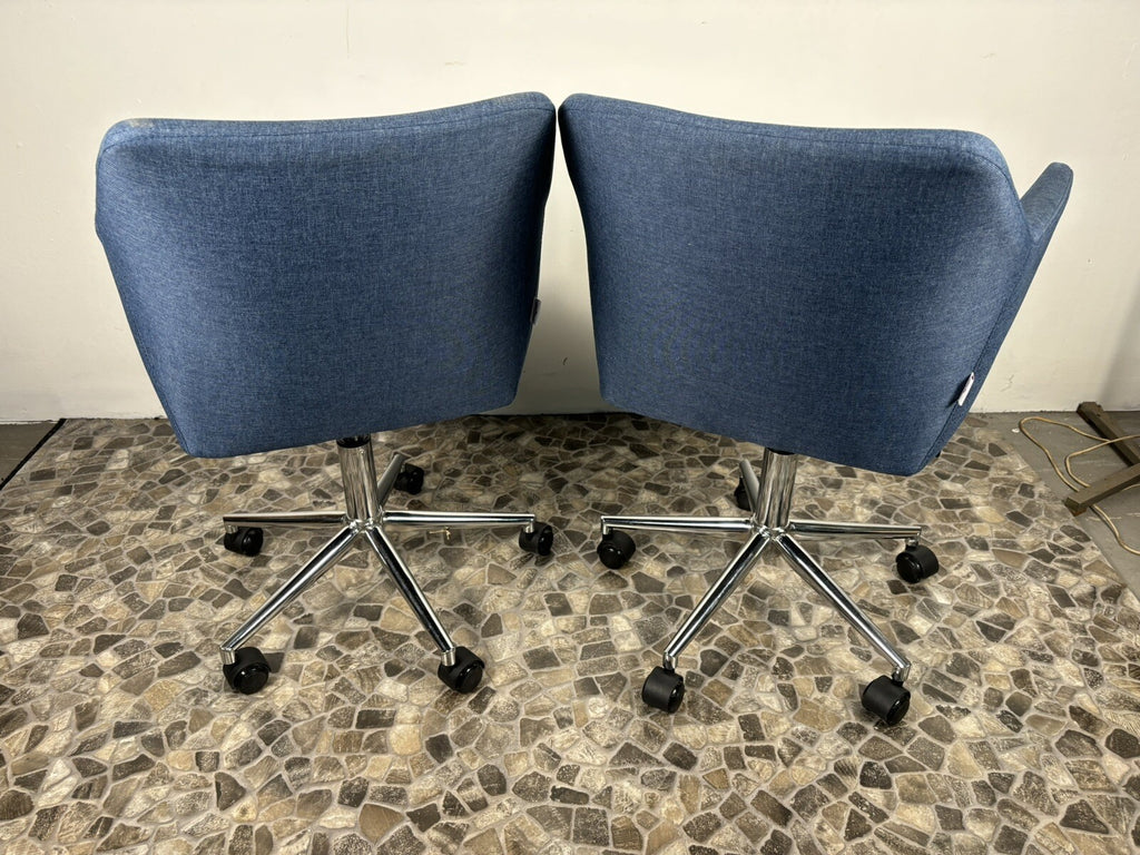 1 von 2 Büro/ Esszimmer Drehstuhl Höhenverstellbar Vintage Blue Fabric