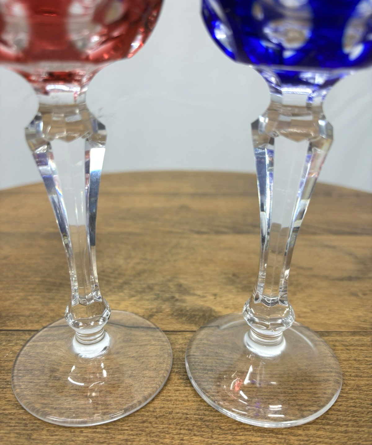 2x Römer Kristallglas Baccarat Likör Schnaps Vintage rot blau