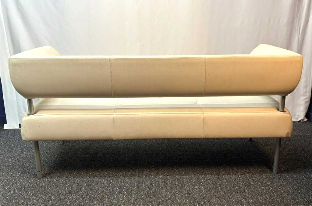 ORIG. Sitland Ledercouch Italien Design Sergio Bellin Cremeweiß Vintage Bauhaus