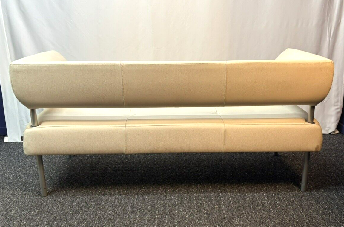 ORIG. Sitland Ledercouch Italien Design Sergio Bellin Cremeweiß Vintage Bauhaus