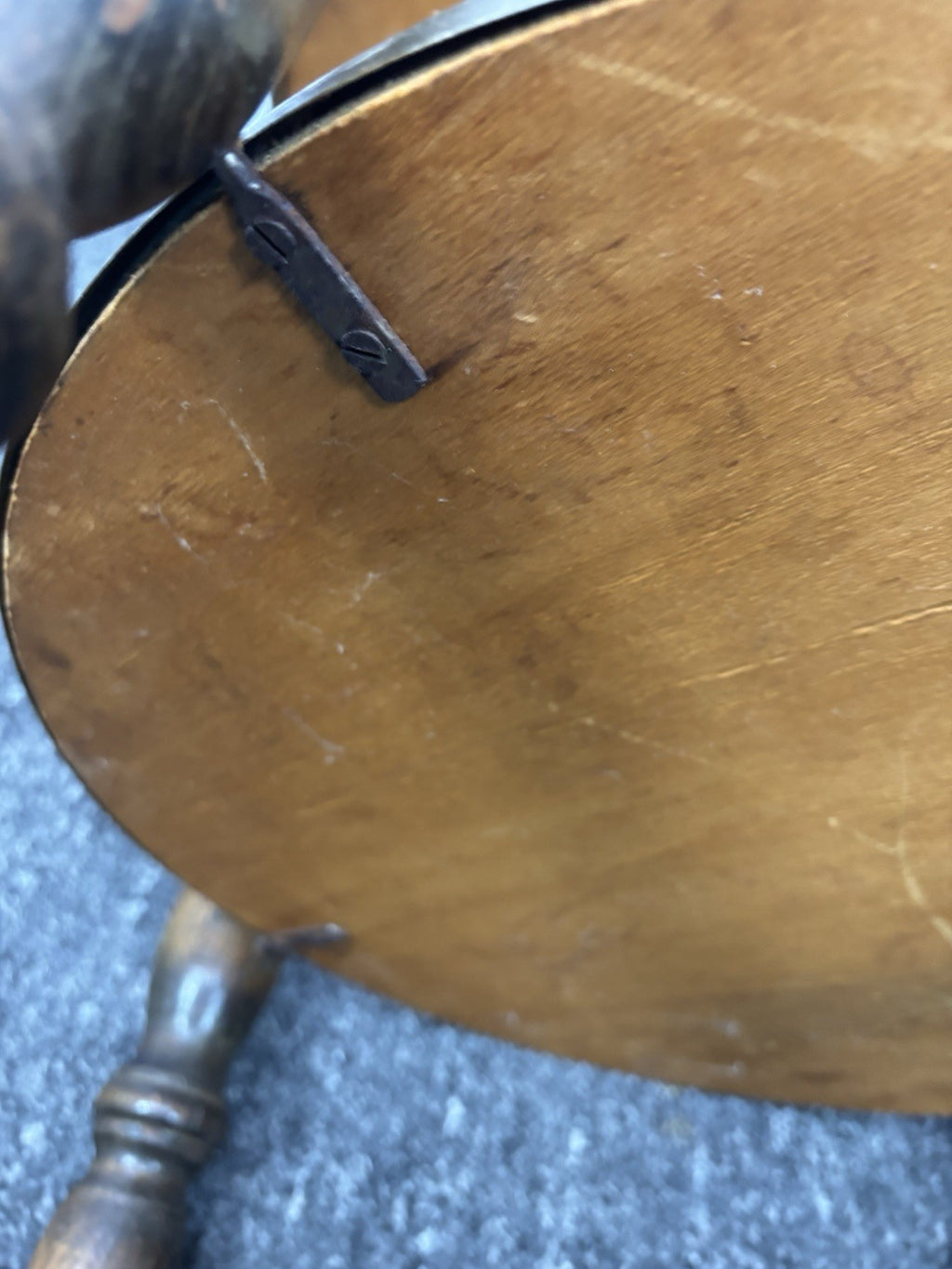 Beistelltisch Rauchertisch Rund Art Deco Holz Glas 2 Böden Vintage