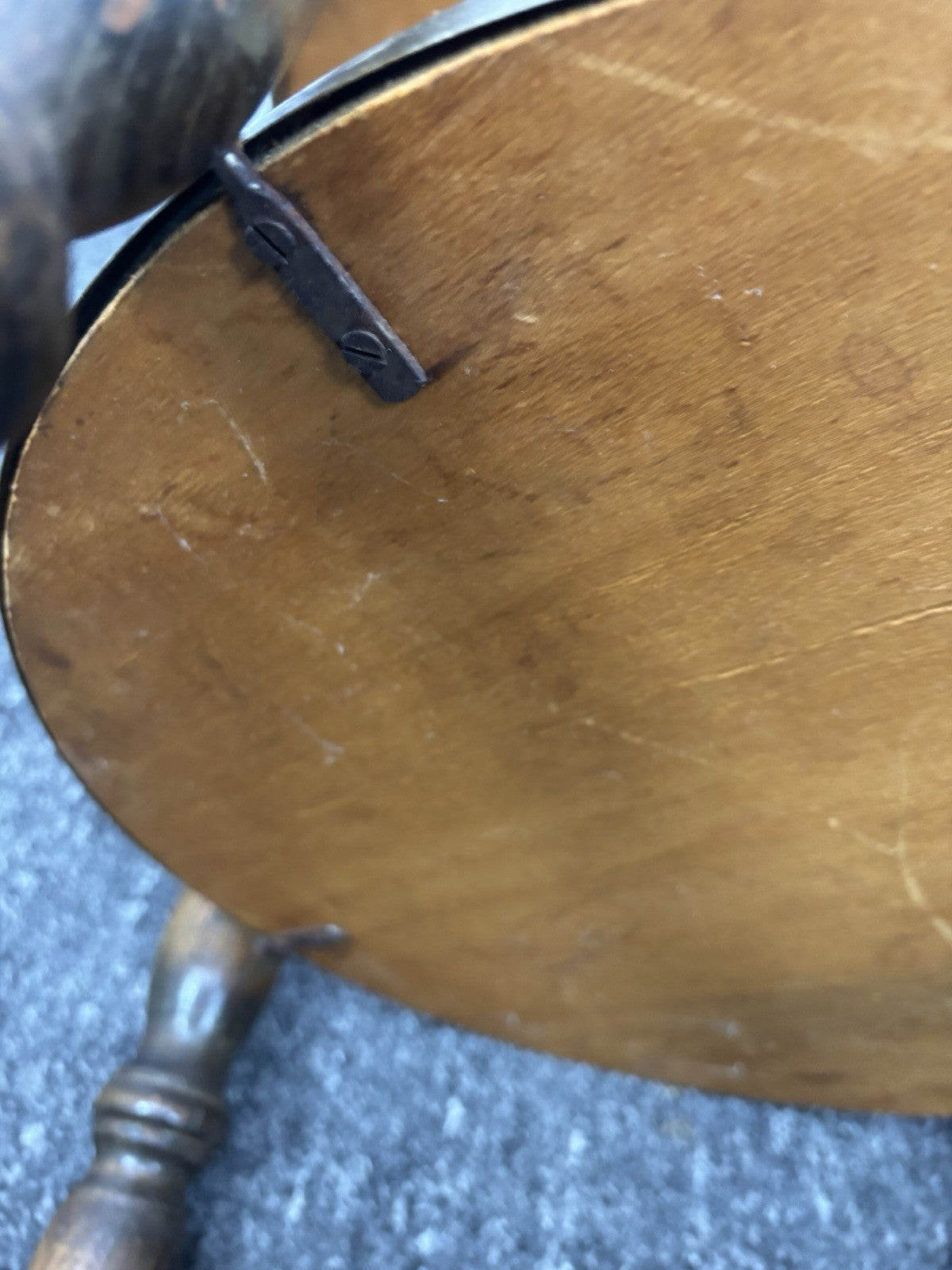 Beistelltisch Rauchertisch Rund Art Deco Holz Glas 2 Böden Vintage