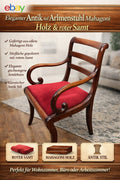 1 von 4 Antik Armlehnstuhl Mahagoni Holz roter Samt – Biedermeier Stil