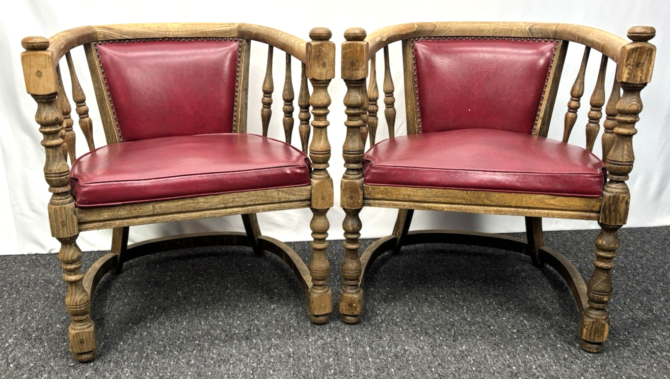 1 von 2 Gründerzeit Armlehnstuhl Art Deco Büro Massivholz Antik