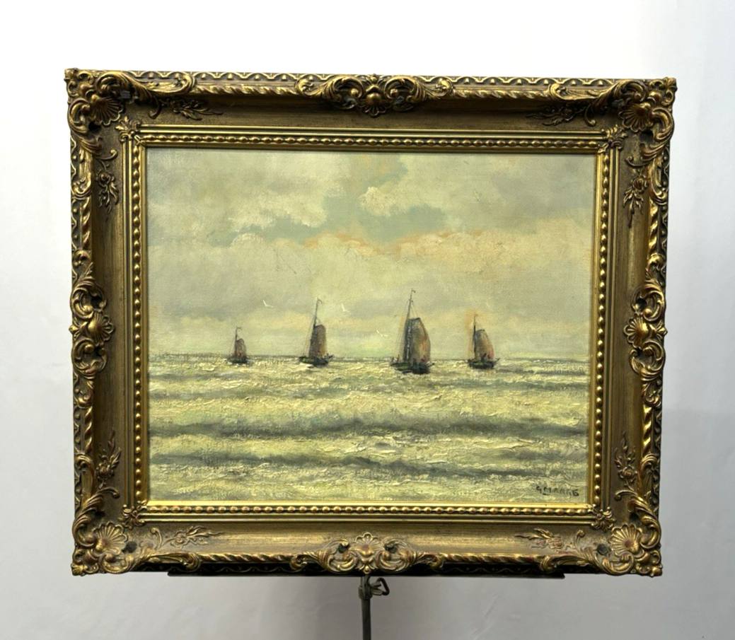 Ölgemälde Gerrit Marre Bild "Segelschiffe Nr.1" signiert  gerahmt ca. 63 x 53 cm