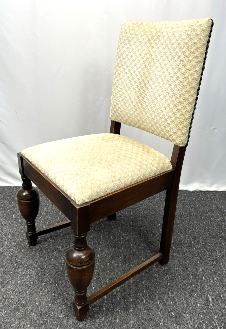 4er Set Esszimmer Stuhl Massivholz Stoffbezug Art Deco Vintage