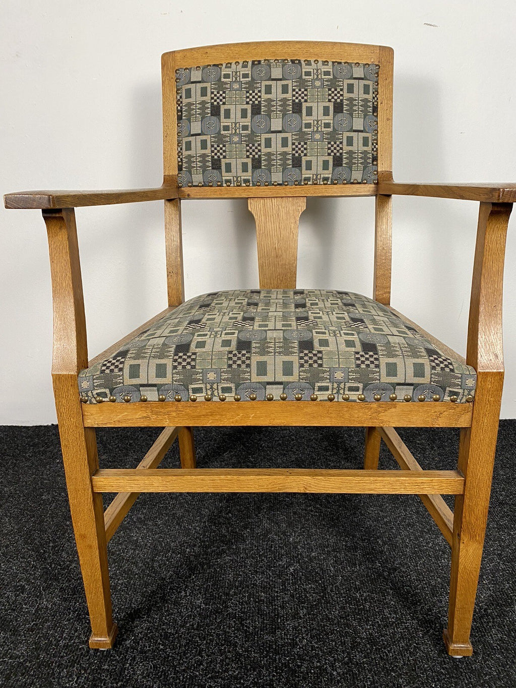 1von 5 Bürostuhl Stoff Wiener Werkstätte Entwurf Josef Hoffmann Art Deco Bauhaus