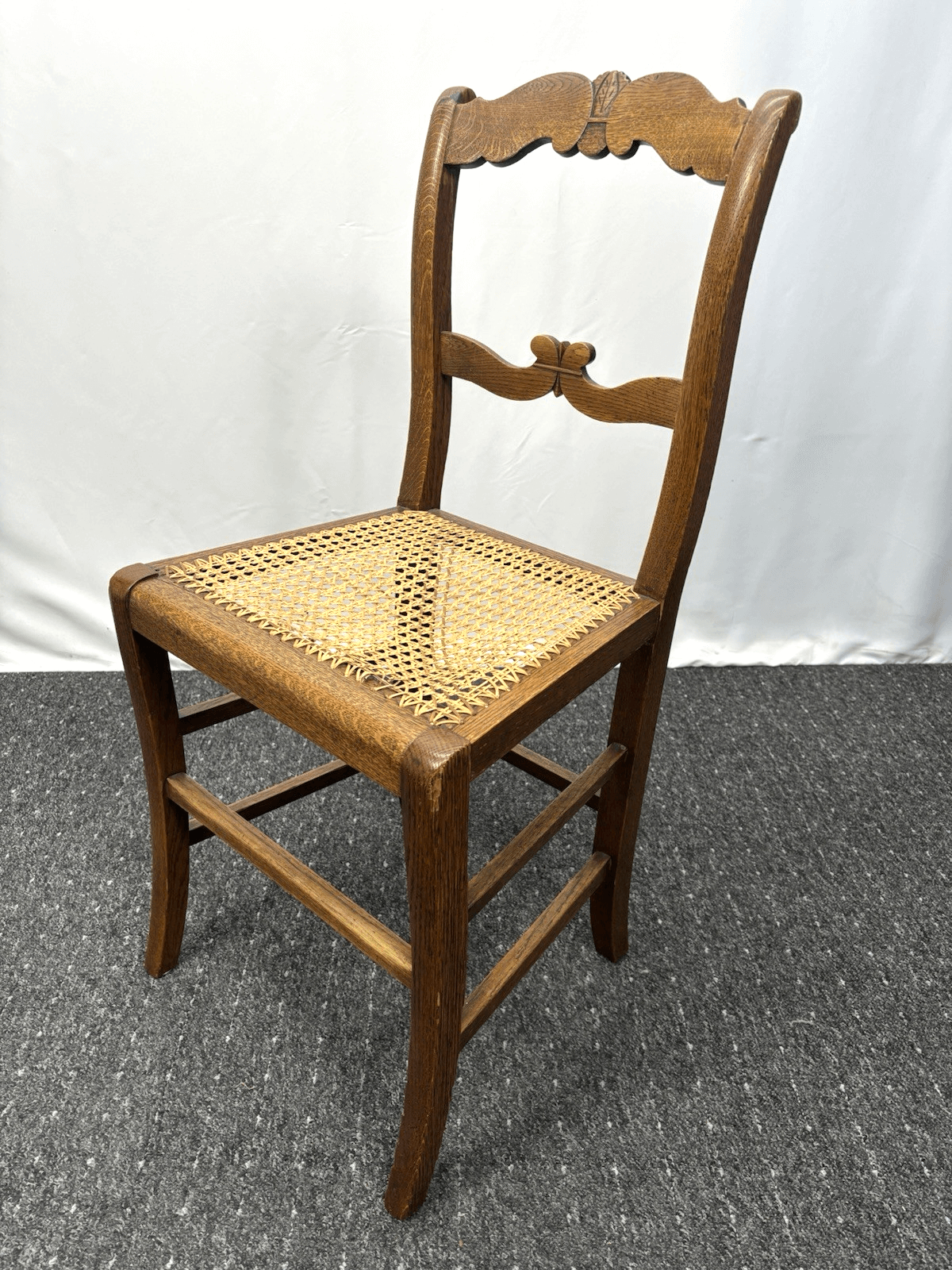 Antiker Holzstuhl mit Wiener Geflecht – Art Deco , Vintage, Küche, Büro, Kaffee