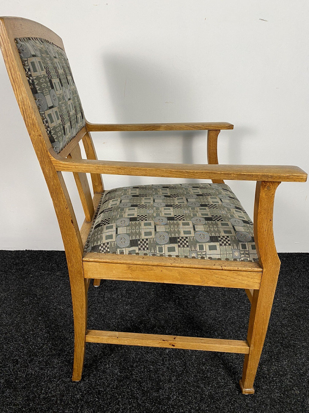 1von 5 Bürostuhl Stoff Wiener Werkstätte Entwurf Josef Hoffmann Art Deco Bauhaus