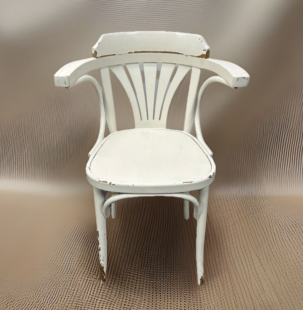 1 von 3 Armlehnstuhl Bistro Vollholz weiß Art Deco Bauhaus  Vintage an Bastler