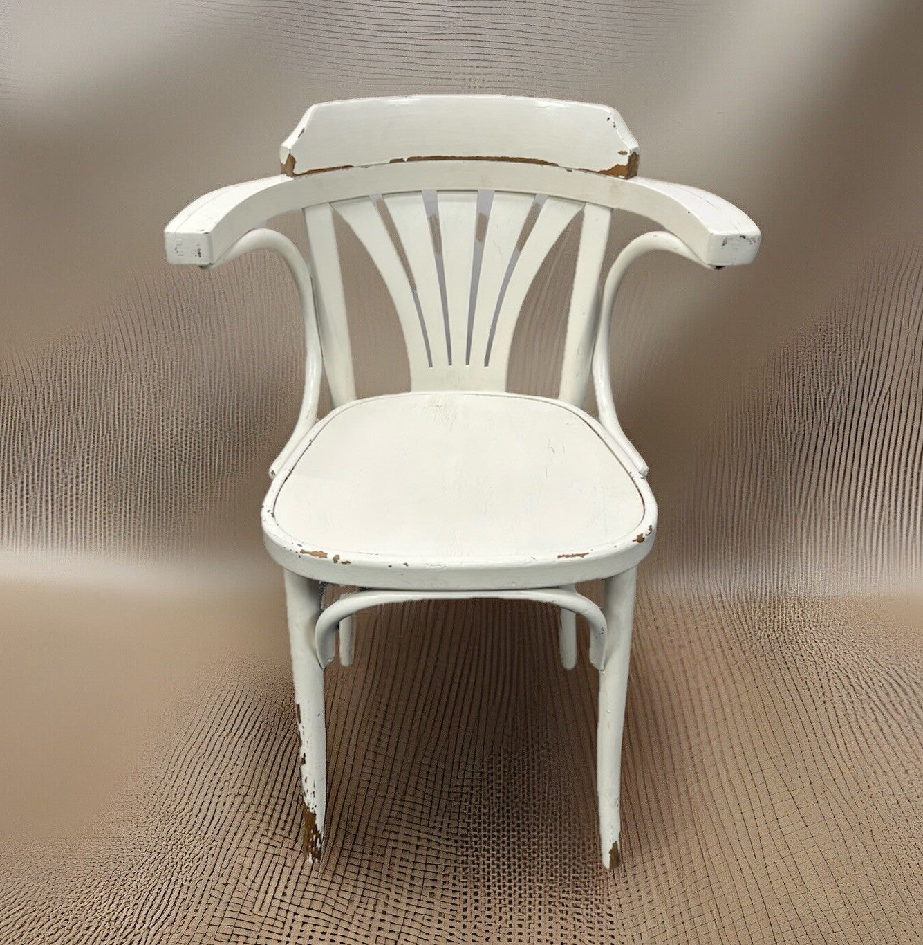 1 von 3 Armlehnstuhl Bistro Vollholz weiß Art Deco Bauhaus  Vintage an Bastler