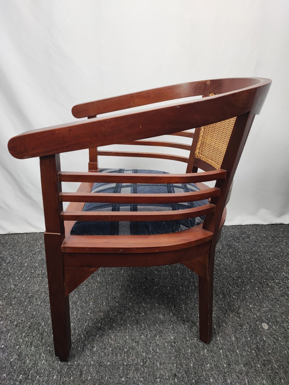 Kolonialstil Armlehnstuhl Massivholz Rattan Sessel Korbstuhl Polstersitz Vintage - Wesel Antik Kunst Vintage