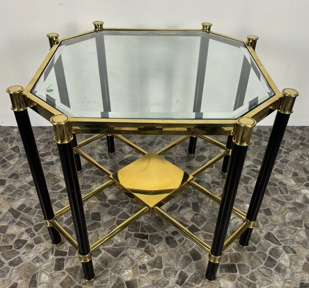 EICHHOLZ Florence Beistelltisch Regency Gold & Mattschwarz Finish Design Vintage