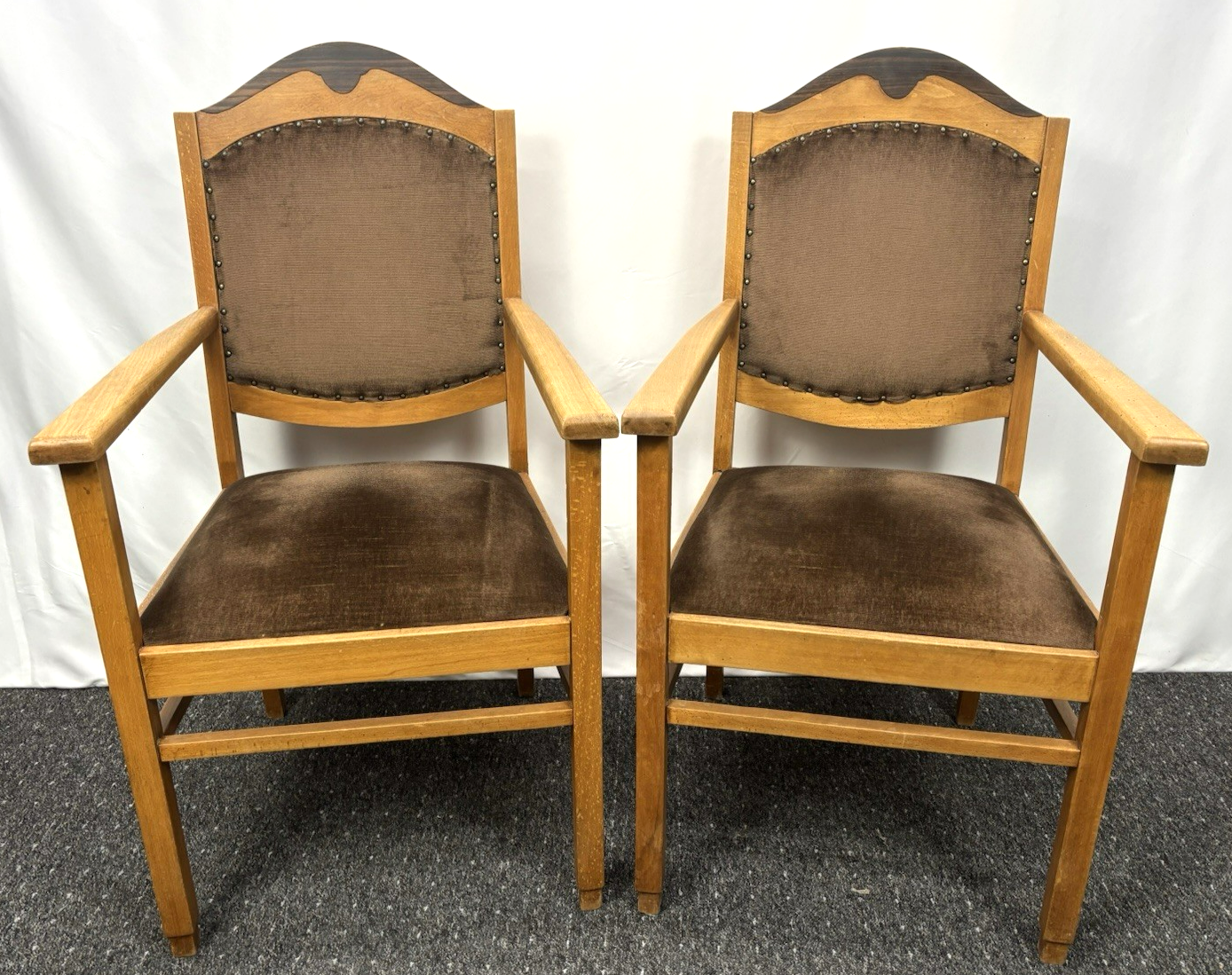 1 von 2 Armlehnstuhl Büro Esszimmer Art Deco Vintage Massivholz 