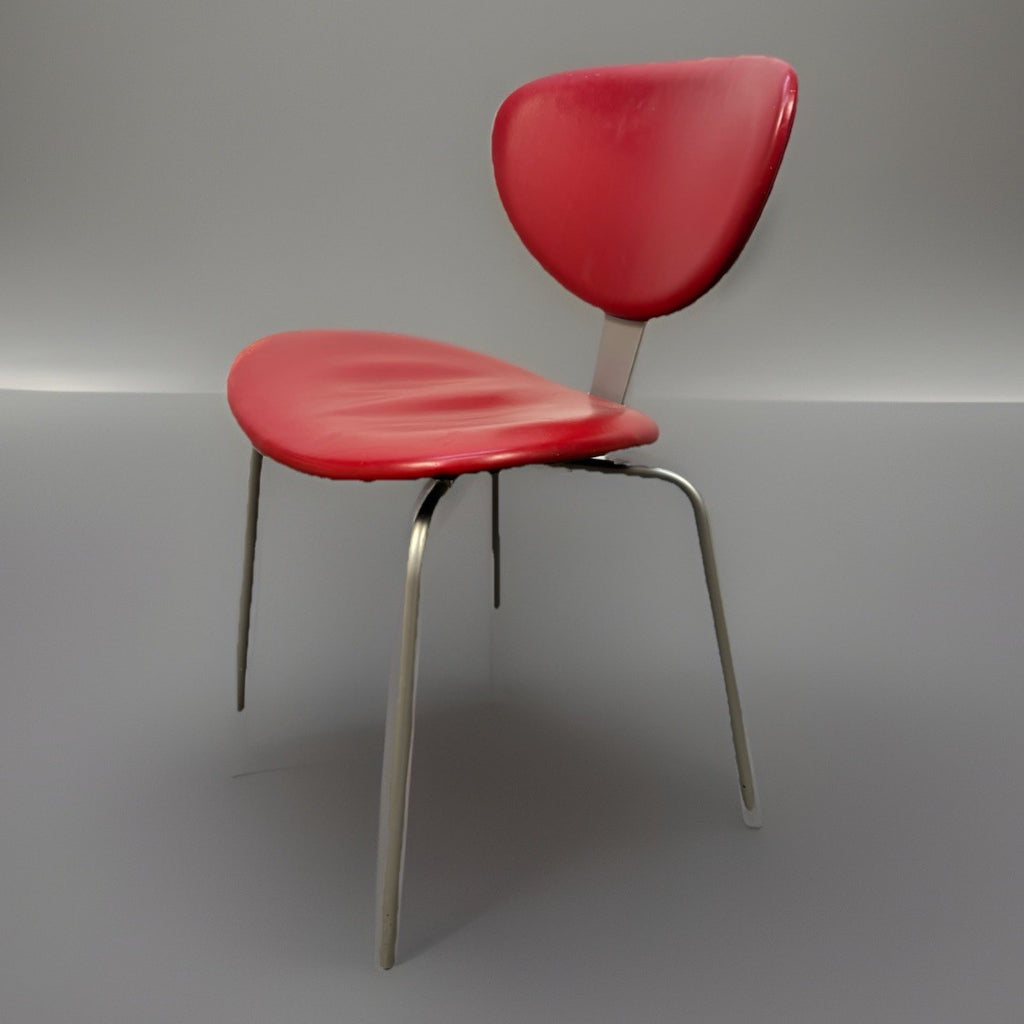 Calligaris Stuhl Küchenstuhl Büro Art Deco Bauhaus Vintage Edelstahl Leder