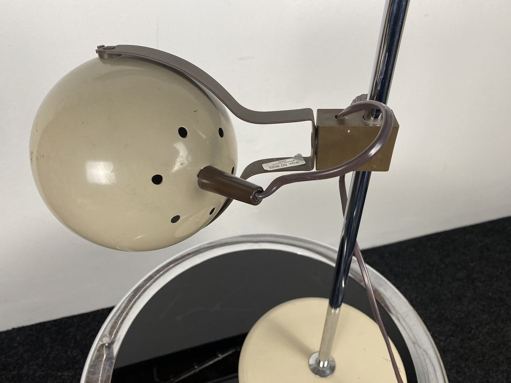 Space Age Kugellampe Eye Ball Schreibtischlampe Vintage 70er, cremeweiß
