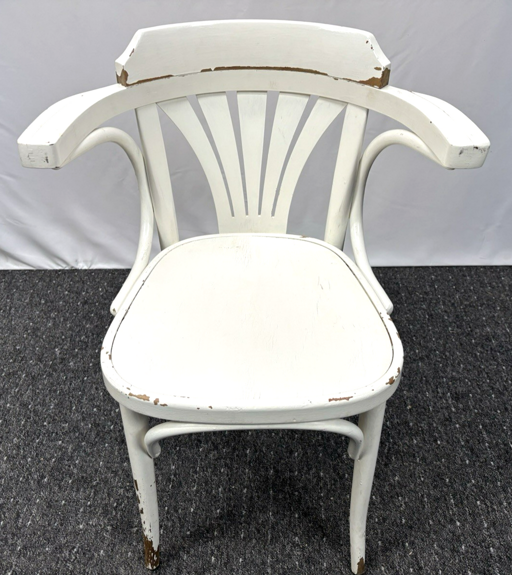 1 von 3 Armlehnstuhl Bistro Vollholz weiß Art Deco Bauhaus  Vintage an Bastler