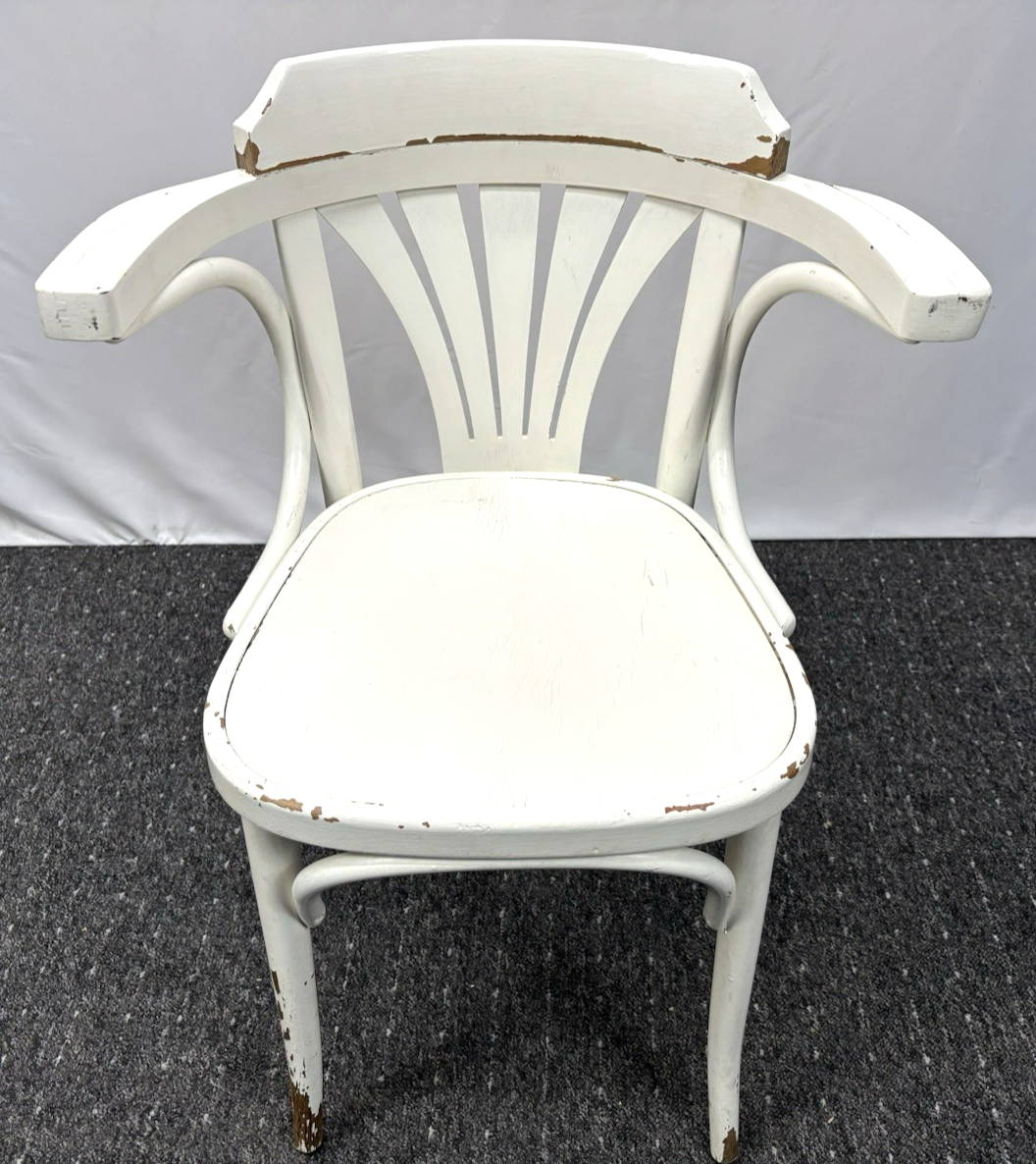 1 von 3 Armlehnstuhl Bistro Vollholz weiß Art Deco Bauhaus  Vintage an Bastler
