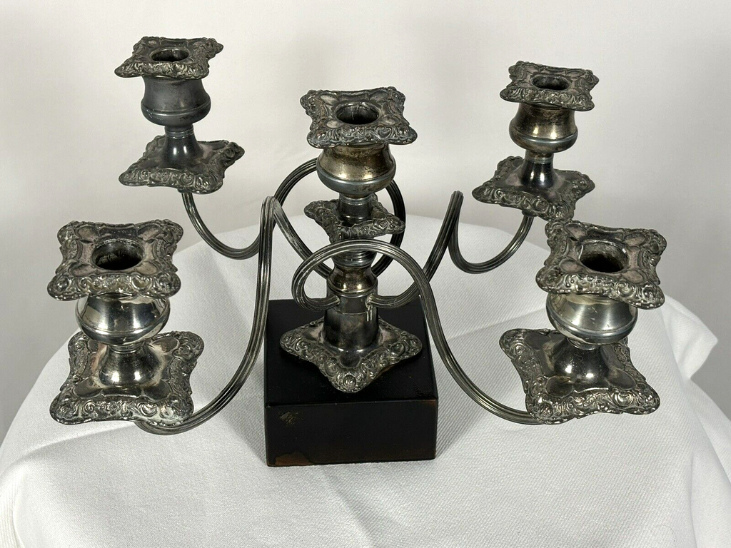 Kerzenständer mit Einsätzen Silber Fünfflammig Art Deko Antik schwer