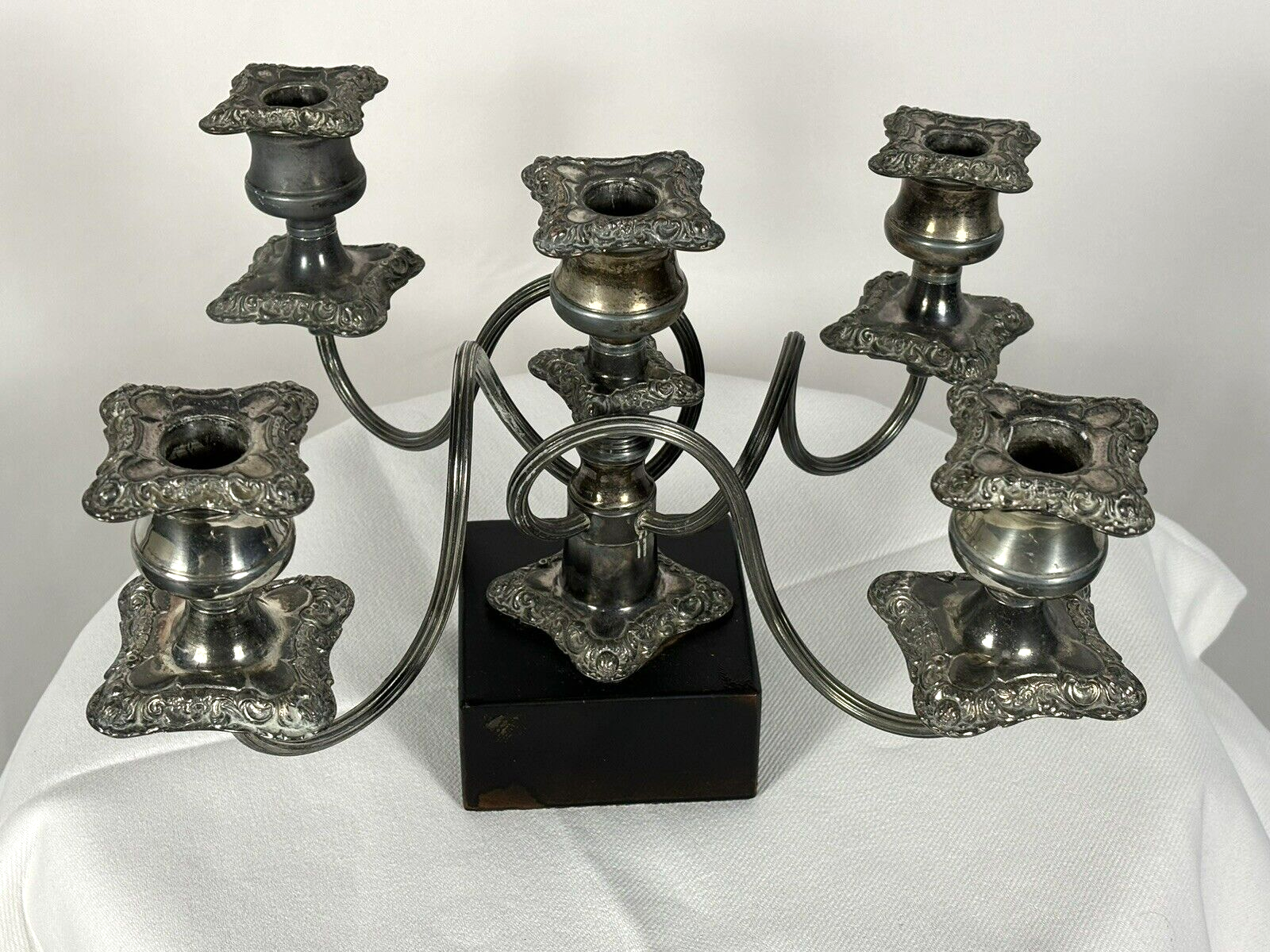 Kerzenständer mit Einsätzen Silber Fünfflammig Art Deko Antik schwer