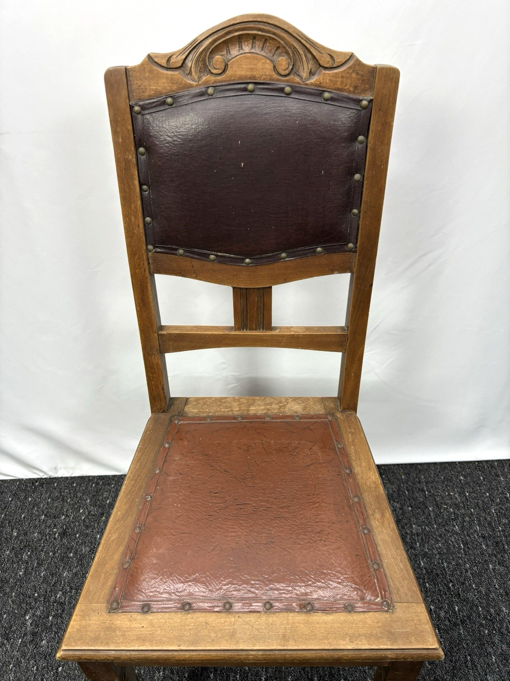 1 von 3 Jugendstil Esszimmerstuhl Art Deco Antik Holz Leder