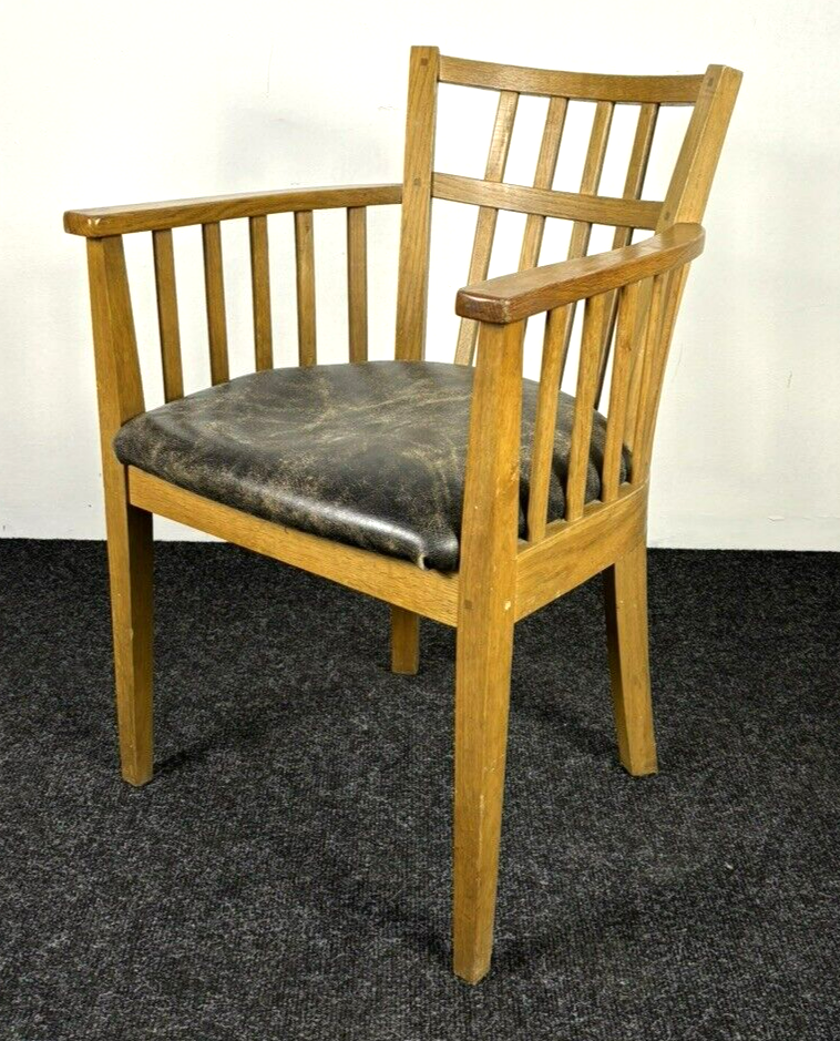 Armlehnstuhl Holz Leder Esszimmer Büro Vintage Art Deco