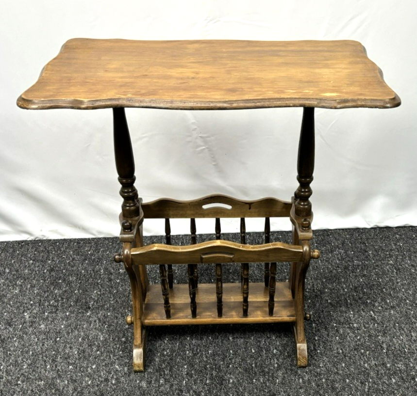 Beistelltisch Mit Zeitungshalter-/ Fach Massivholz Art Deco Antik Vintage 