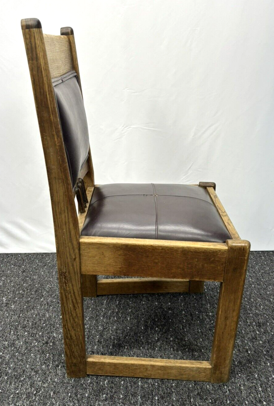 Massiv Holzstuhl Leder Art Deco Vintage Büro Esszimmer Massivholz Eiche