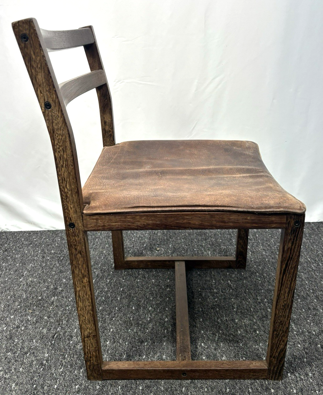 1 von 5 Skandinavischer Esszimmer Stuhl Midcentury Leder Holz Bauhaus Vintage 