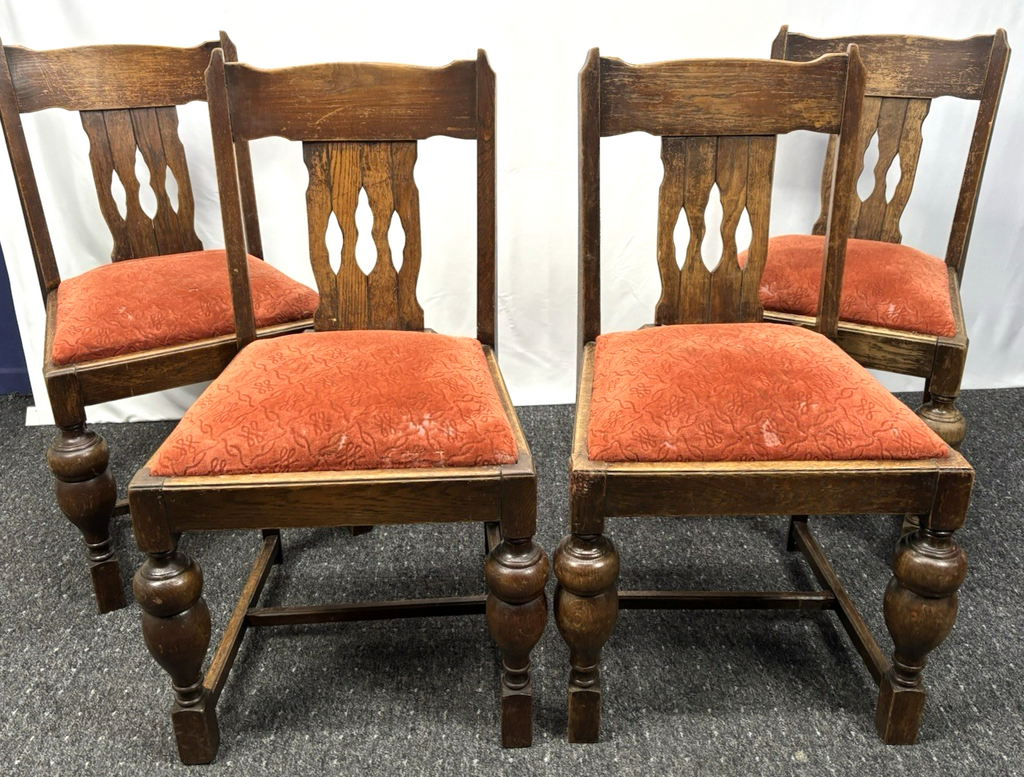 1 von 4 Esszimmer Stuhl Eiche massiv Art Deco Bauhaus Antik