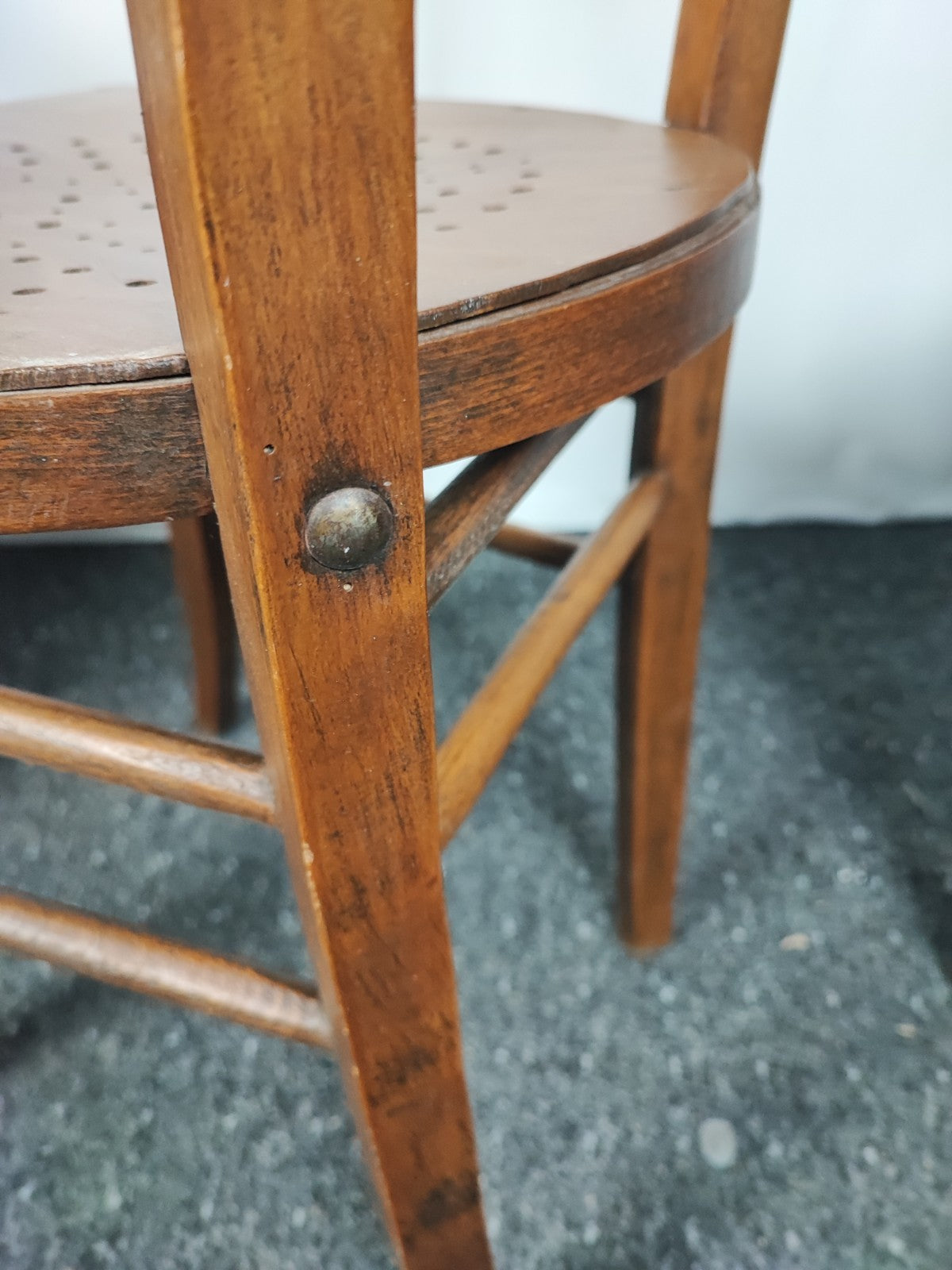 2x Vintage Bistrostuhl Café Stuhl Massivholz Sprossenlehne Küchenstuhl Braun