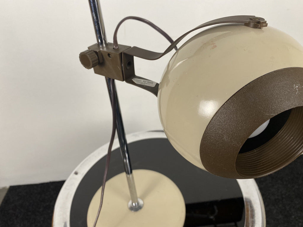 Space Age Kugellampe Eye Ball Schreibtischlampe Vintage 70er, cremeweiß
