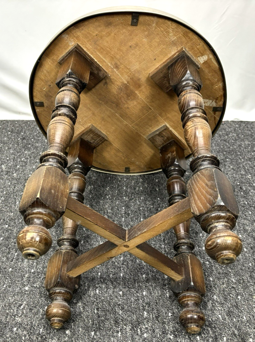 Beistelltisch Rund Rauchertisch Antik  Art Deco Holz Glas ca. 55 cm hoch