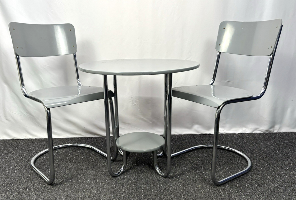 Tisch/ Stuhlset Marcel Breuer Stahlrohrmöbel Bauhaus Art Deco