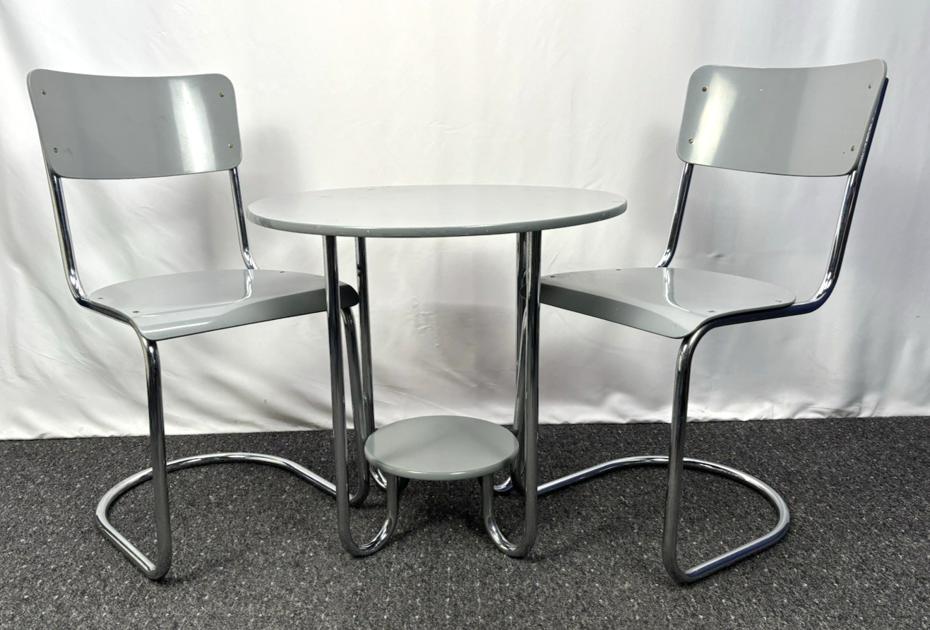 Tisch/ Stuhlset Marcel Breuer Stahlrohrmöbel Bauhaus Art Deco