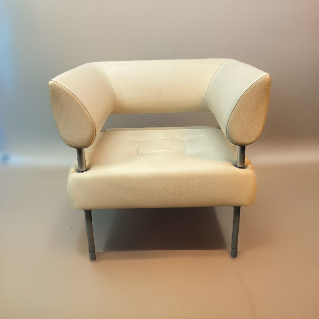 ORIG. Sitland Ledercouch Italien Design Sergio Bellin Cremeweiß Vintage Bauhaus