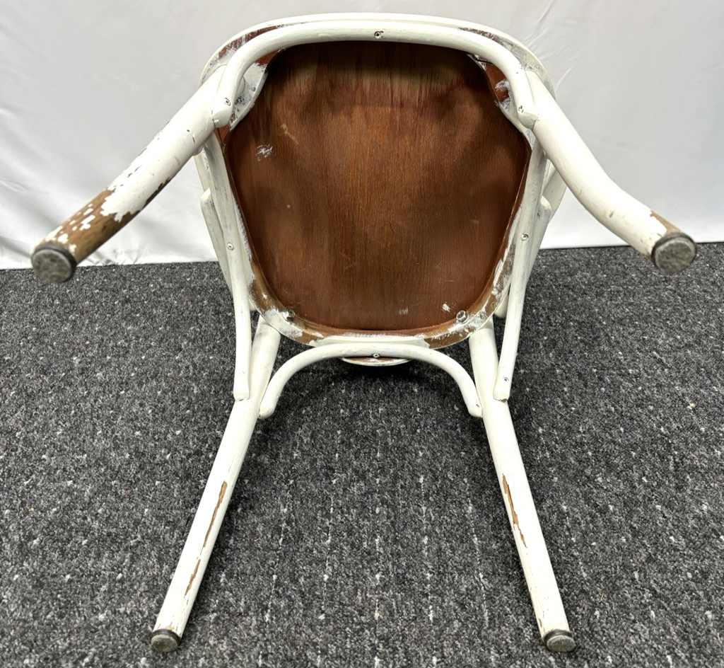1 von 3 Armlehnstuhl Bistro Vollholz weiß Art Deco Bauhaus  Vintage an Bastler