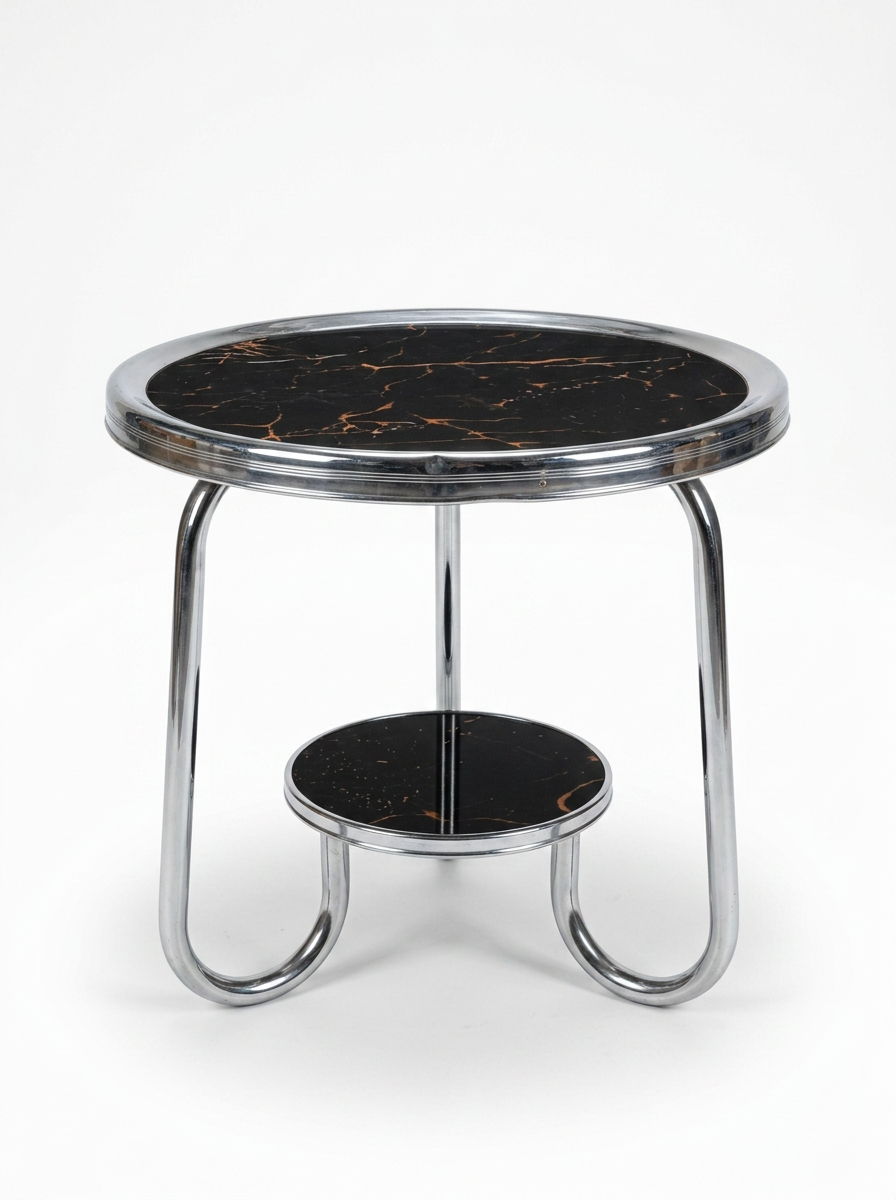 Art Deco Bauhaus Stahlrohr Beistelltisch 1930er Original Chrom Restaurierung