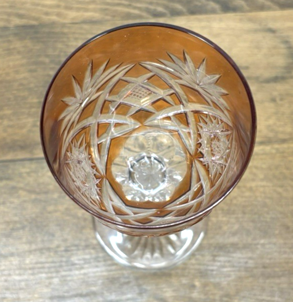 Römer Kristall Glas Weinglas orange Stil Baccarat um 1916 Vintage
