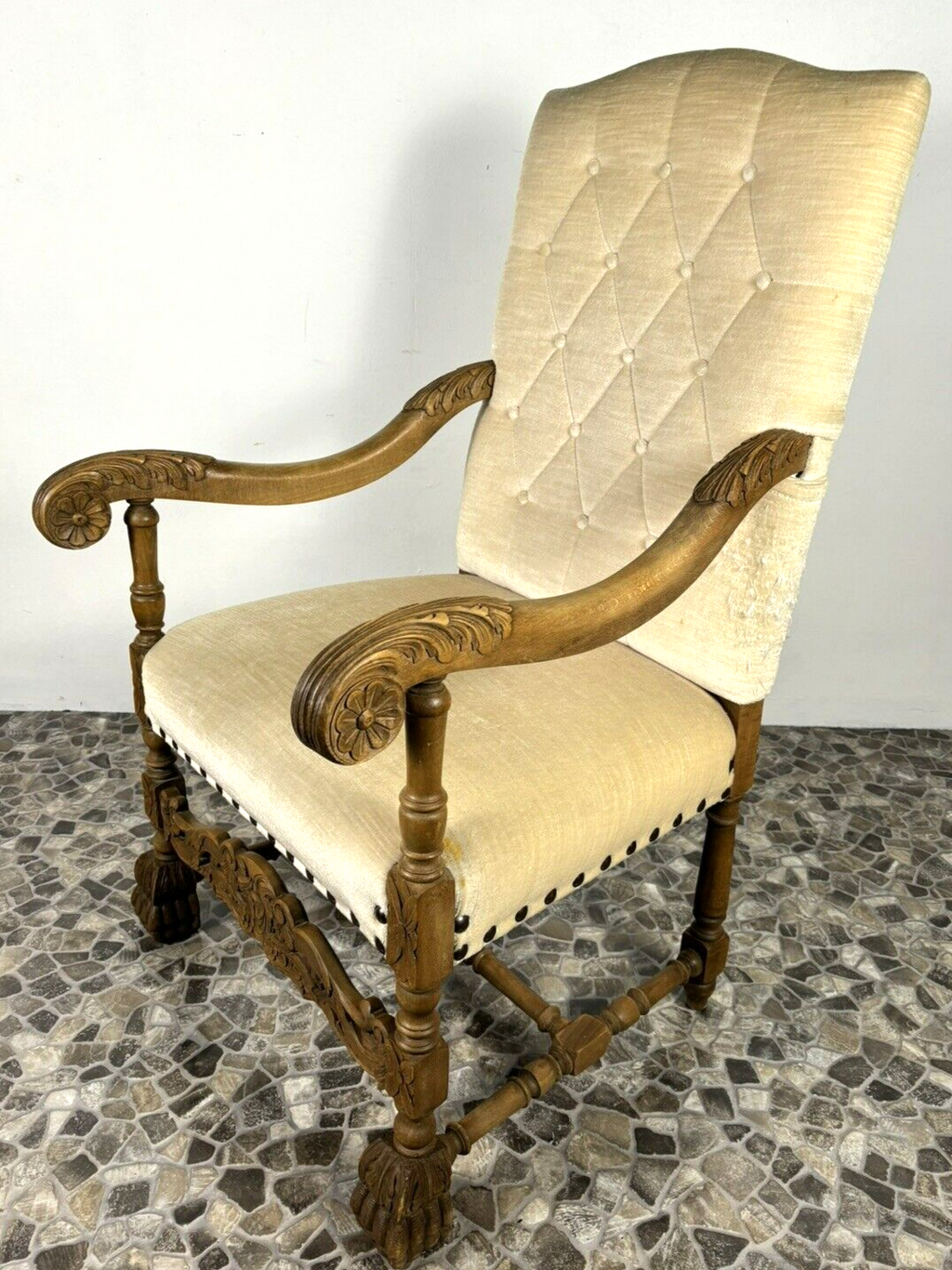 Thronsessel Art Deco Salonsessel Barockstil Massivholz Schnitzarbeiten