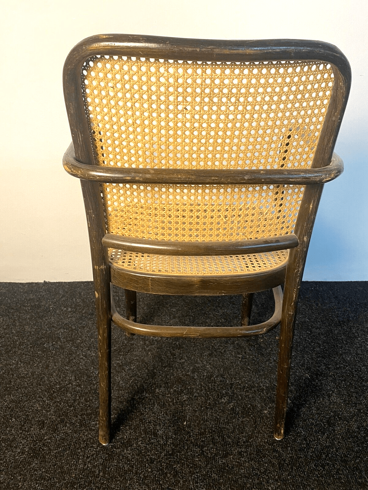 Vintage Armlehnenstuhl Thonet Stil Wiener Geflecht Stuhl Bugholz Prager Stuhl - Wesel Antik Kunst Vintage