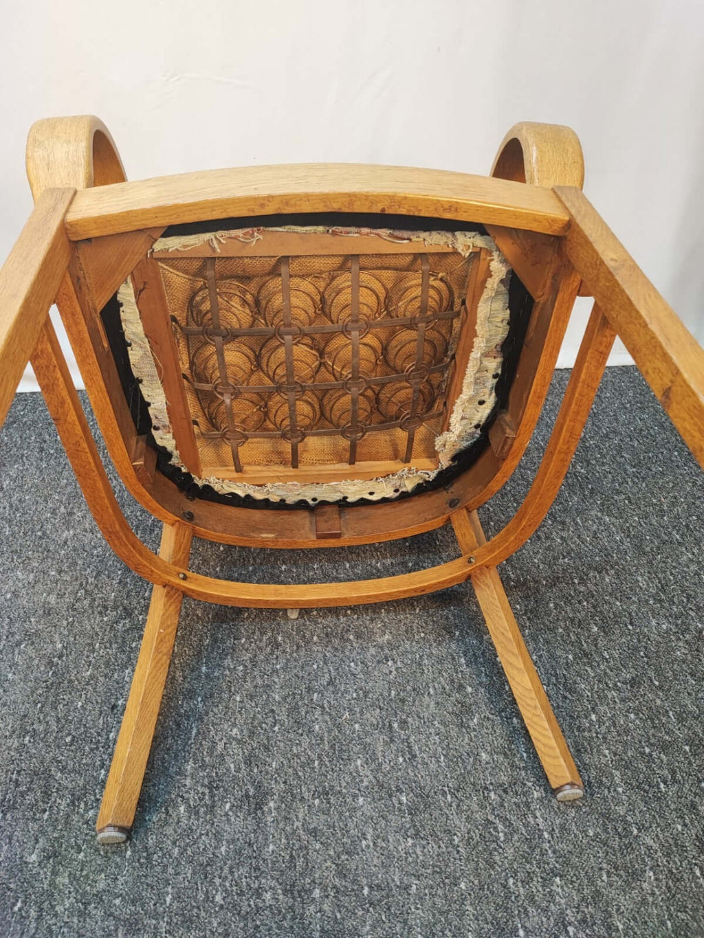 Art Deco Armlehnstuhl Eiche Vintage 30er 40er Federkern Sessel Ziernägel
